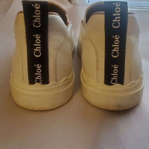 Chloe Lauren Scalloped Slip On White Leather. Platform Trainers Sz 42 womens - Picture 6 of 10